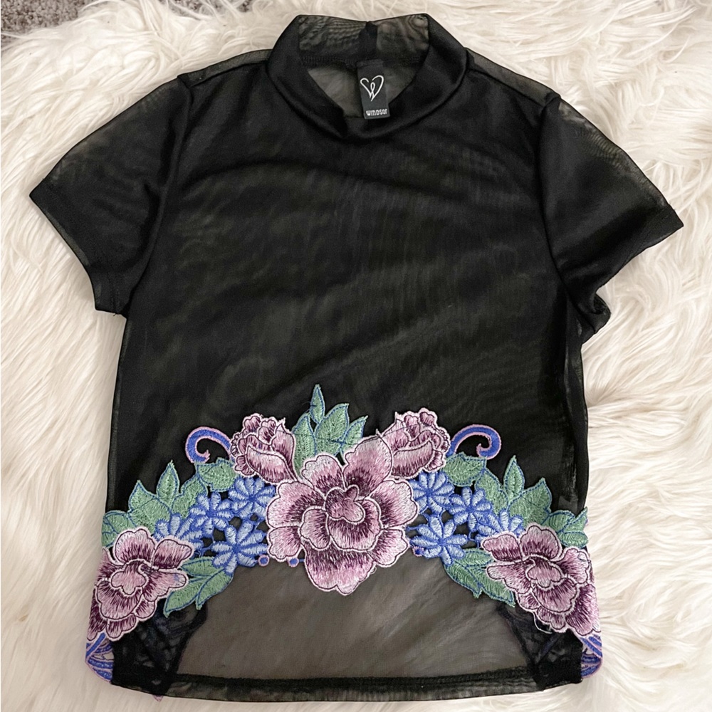 Sheer Floral Crop Top